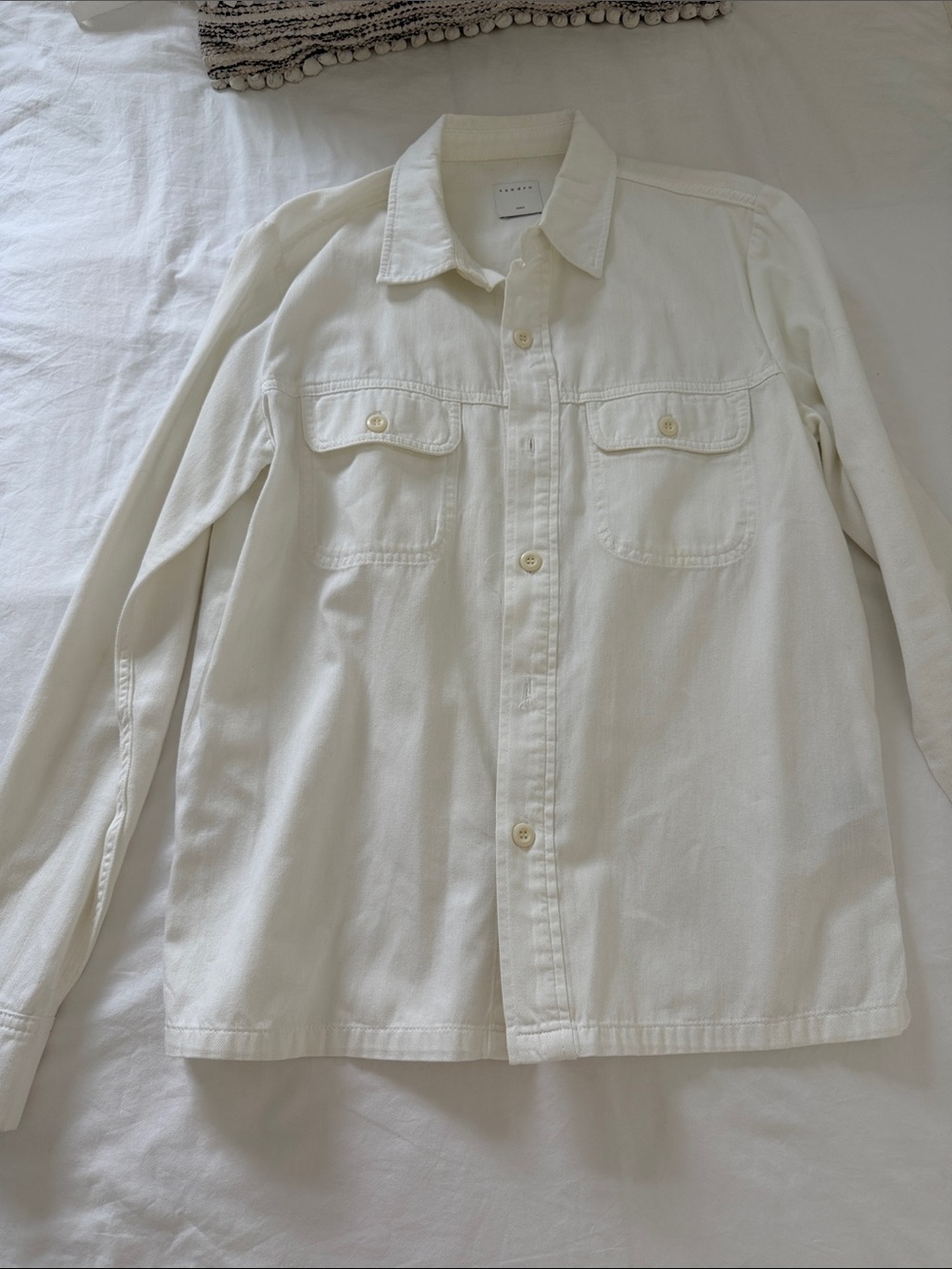 Men's Cream Button-Up Overshirt Jacket